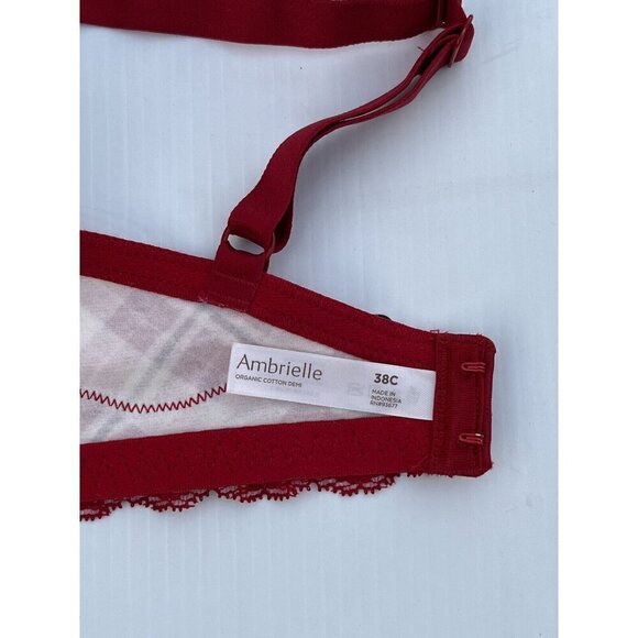Ambrielle Organic Cotton Demi Classic Racerback Red Plaid Bra Size 38C - Picture 3 of 12